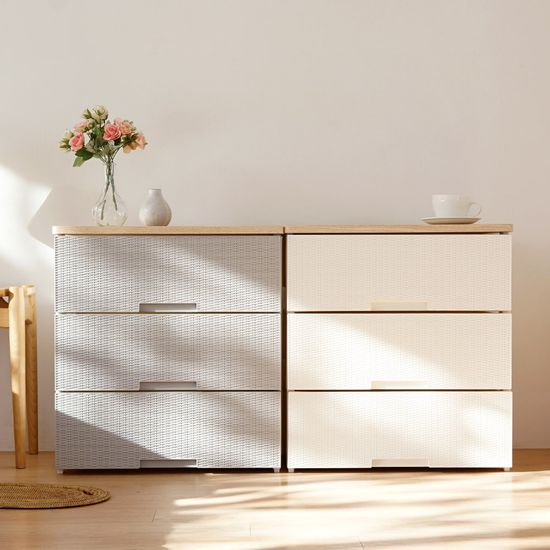 보노하우스 라탄 플러스 우드상판 서랍장 2단~6단