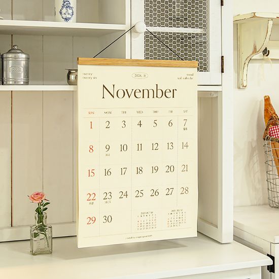 2026년 라인웍스 우드 벽걸이달력 XL 큰 대형 달력