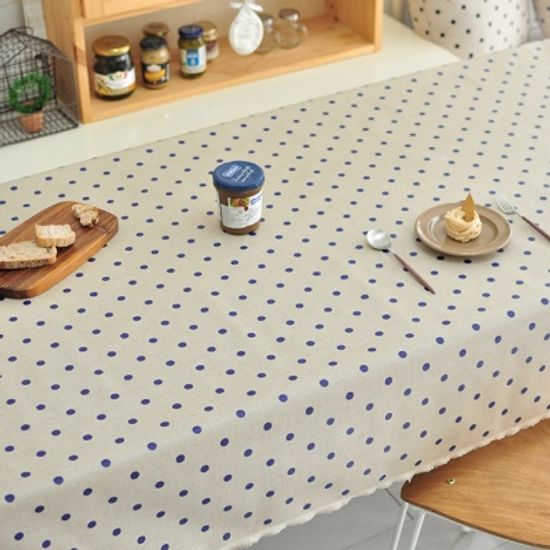 대폭]빈티지도트 린넨 방수식탁보(네이비 2인~10인용)