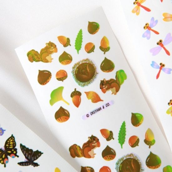 스티커펀 잠자리 다람쥐 나비 오로라 스티커(st108)