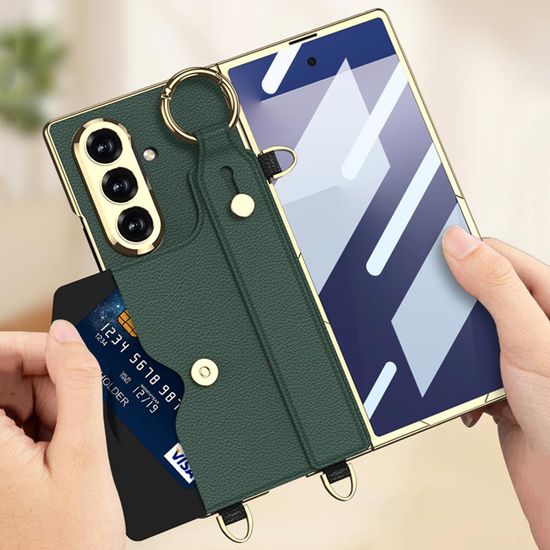 갤럭시 Z폴드7 카드 지갑 손목 스트랩 슬림 가죽 케이
