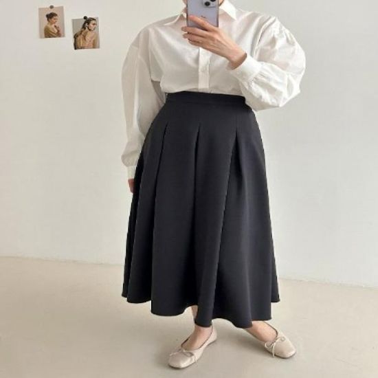 Windy Pleated Full Long Skirt
