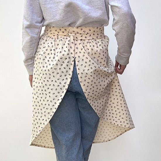 [콩지] 큐티플라워 롱 허리 앞치마