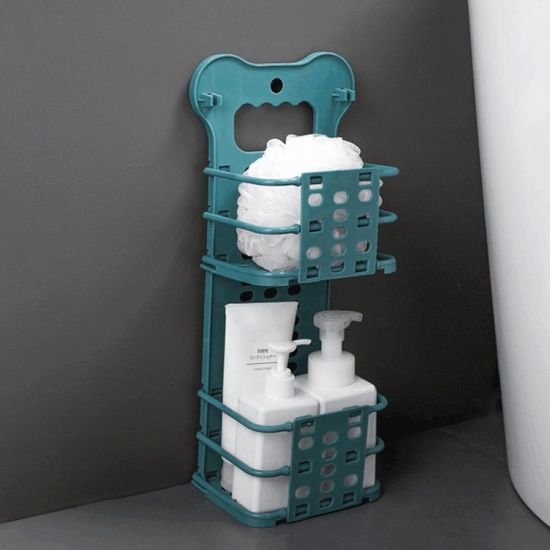 2단 벽걸이 접이식 수납바구니 부착식 욕실 주방선반