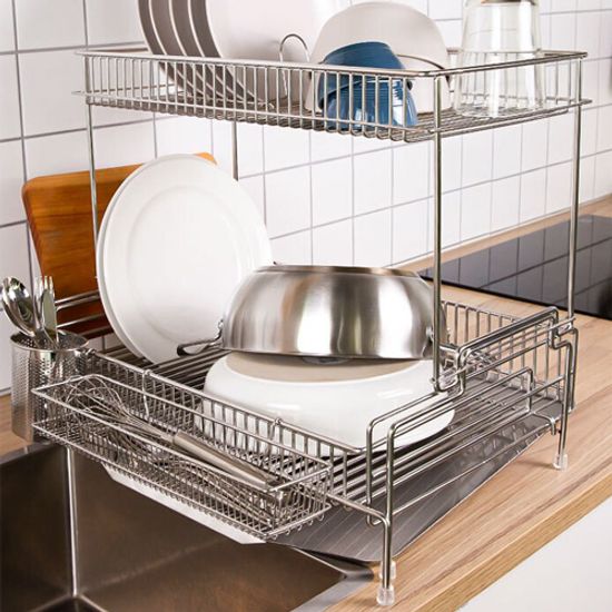 커스크 2in1 익스텐드 확장 스텐 식기건조대 2단 (M)