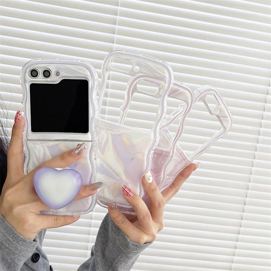 갤럭시z플립 6 5 4 3 오로라 하트 핑거톡 물결 케이스