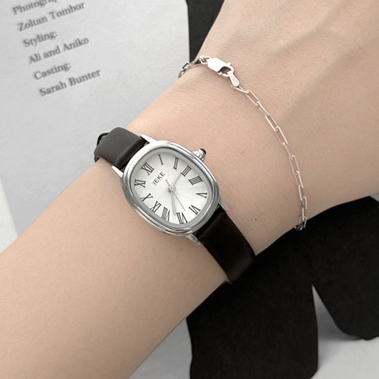 클래식 실버 타원 시계 2type