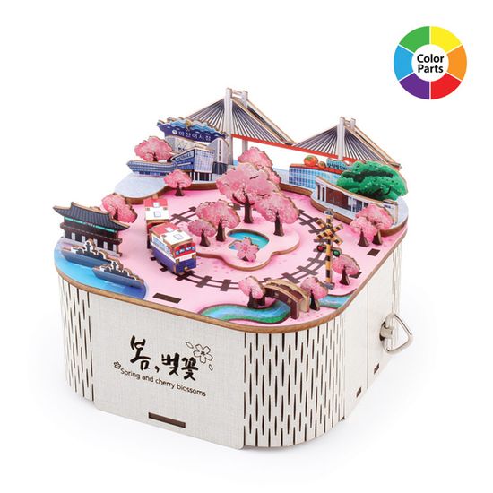 DIY 나무 조립 퍼즐 외전 오르골 봄 벚꽃 YM990