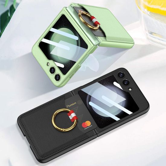 갤럭시 Z플립5 스마트링 카드 지갑 슬림 가죽 케이스