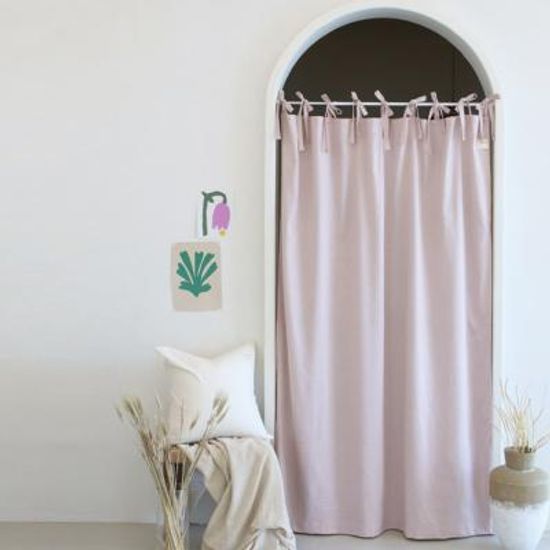 솔리드 리본형 가리개커튼_페일핑크
