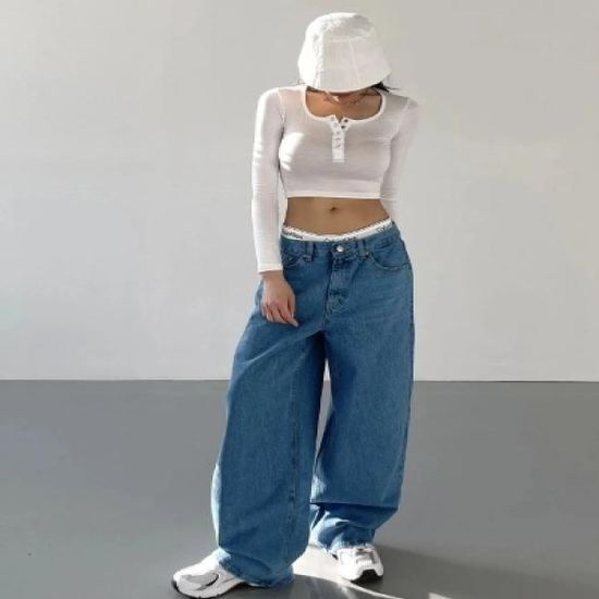 Dyeing Low Waist Super Wide Jeans