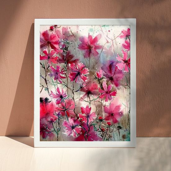 골피아 DIY 그림그리기 유화 40x50cm, 핑크꽃 아크릴