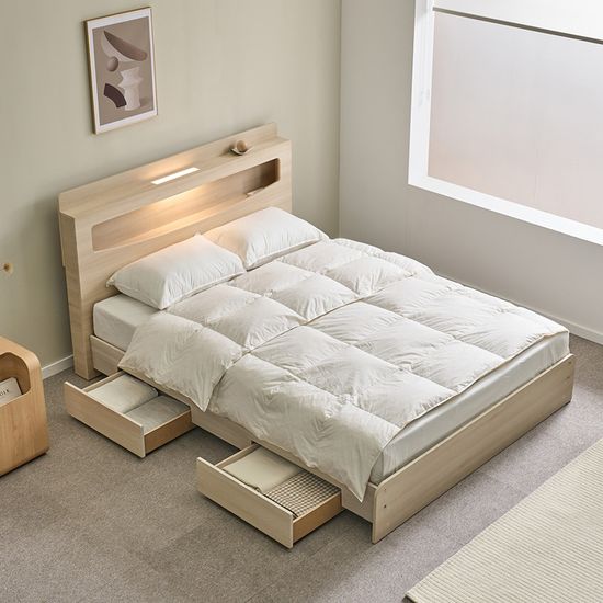 보루네오 에스토 LED 서랍형 침대 SS 투인스매트리스