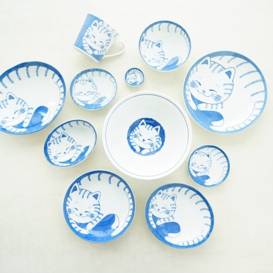 고양이 블루 유코 1인 식기세트 12p
