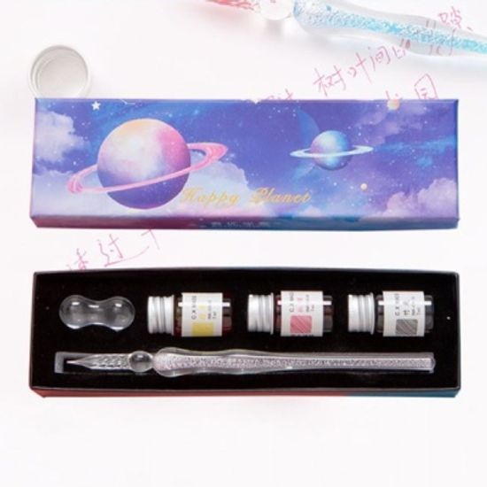 캘리그라피 글라스펜 유리펜 잉크3색 크리스탈 딥펜 