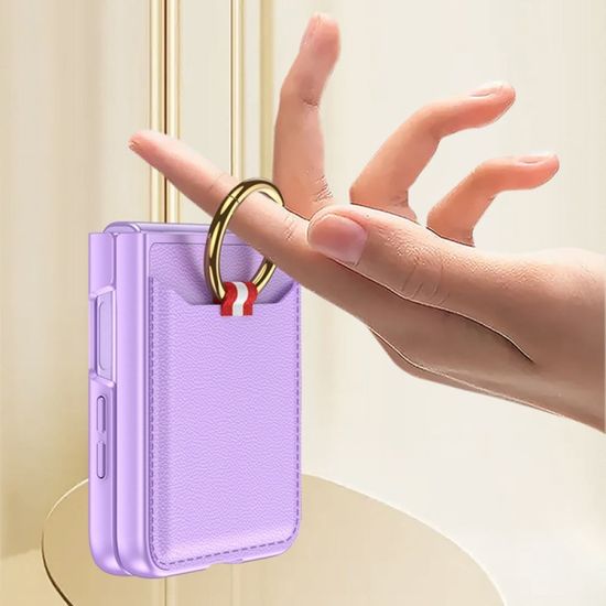 갤럭시 Z플립5 스마트링 카드 지갑 슬림 가죽 케이스