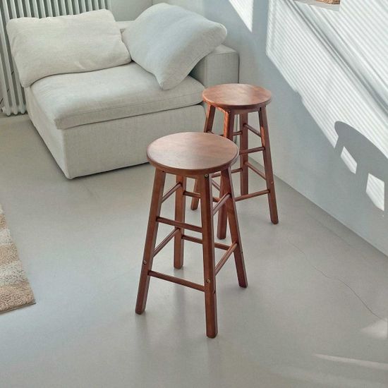 원목 원형 바 스툴