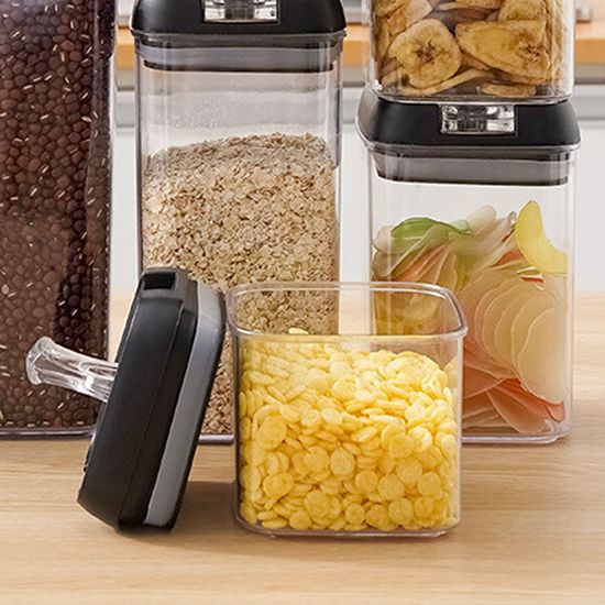 [쿠킹홈] 원터치 밀폐용기 4종세트(블랙/투명)