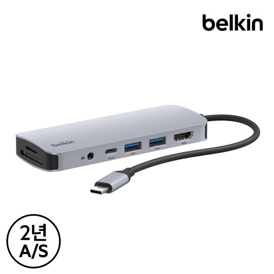 벨킨 7in1 C타입 멀티허브 100W충전 4K 60Hz AVC009fq