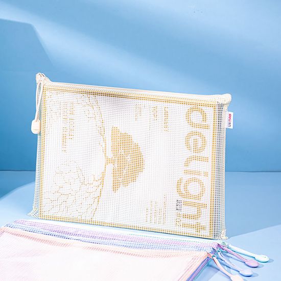 델리 파스텔 다용도 메쉬 지퍼 파우치 A4 5개입 세트