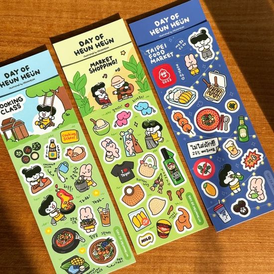 데이오브흔흔 태국여행 야시장 먹거리 씰스티커