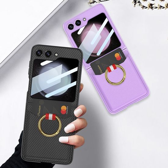 갤럭시 Z플립5 스마트링 카드 지갑 슬림 가죽 케이스