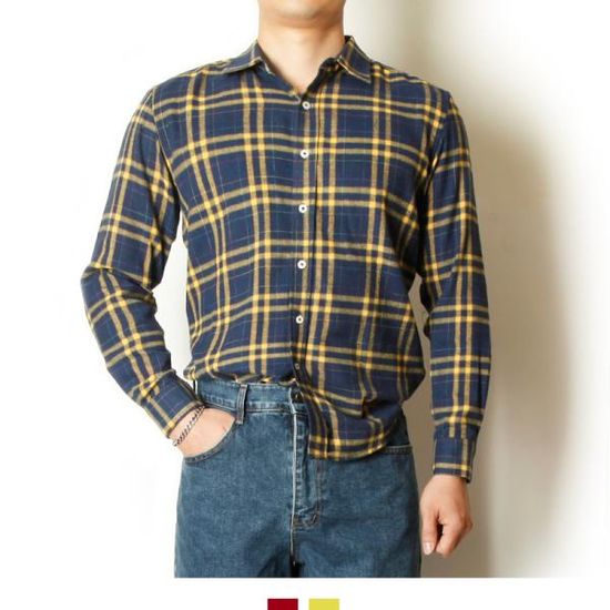 남자 기모 체크 셔츠 큐브 빅사이즈 남방 2COLOR