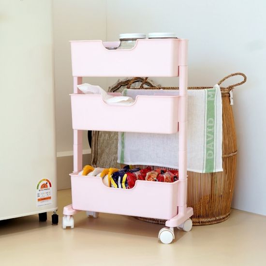 국내생산 로만 슬림 트롤리 3단 이동식 틈새선반