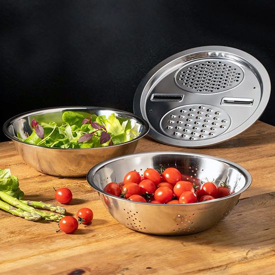 레오폴디채반믹싱볼3종세트채칼뚜껑+타공채반+믹싱볼