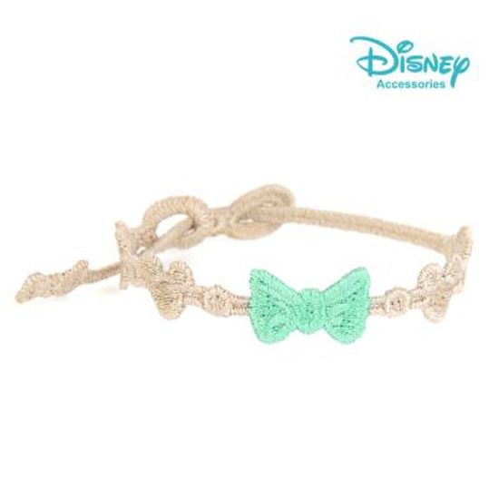 월트디즈니 리본 자수팔찌 - 베이지그린