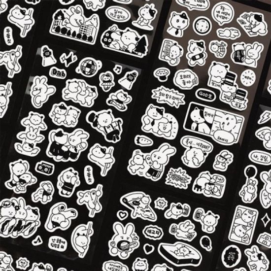 뽀작뽀작 리무버블 흑백스티커 (01-04)