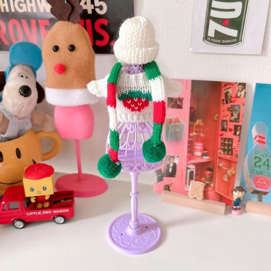 인형용 컬러 폼폼이 니트 목도리(2컬러)