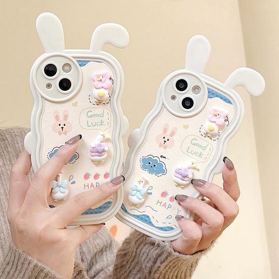 아이폰 14 13 12 토끼 귀 캐릭터 카메라보호 케이스
