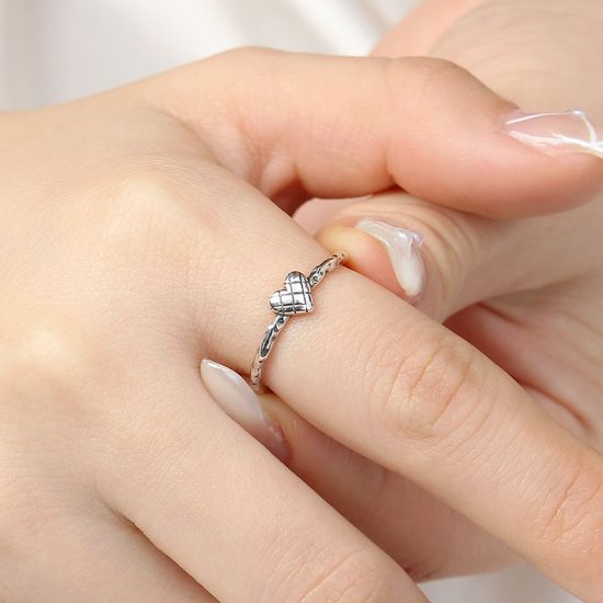 [비쥬홀릭] 실버925 앤틱하트 오픈링 반지 사이즈조절