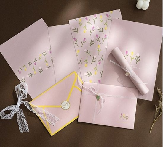 감성 플라워  꽃 편지지 우편 카드 엽서 손편지 노트 