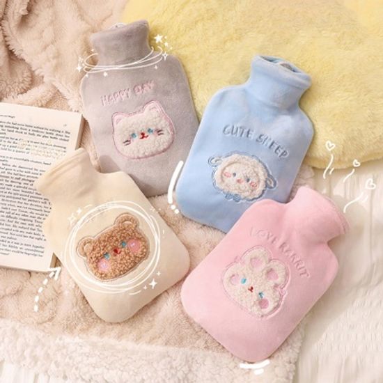 동물 뽀글이 털 자수 보온 물주머니 350ML 찜질 핫팩