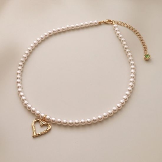 [선물포장] 빈티지 하트 탄생석 진주 목걸이