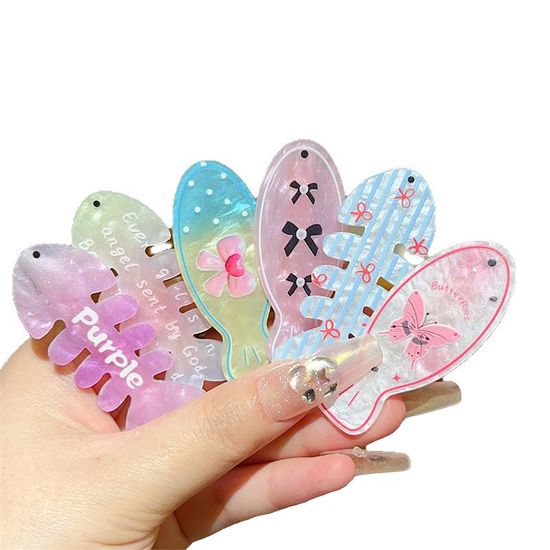 자개 리본 물고기 캐릭터 일자 헤어핀 미니 집게핀 삔