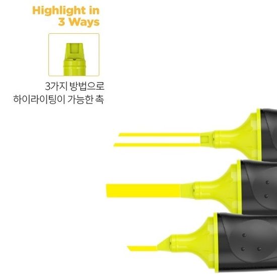 빅 3종류 라인 마킹 하이라이터 3Way 형광펜 1다스