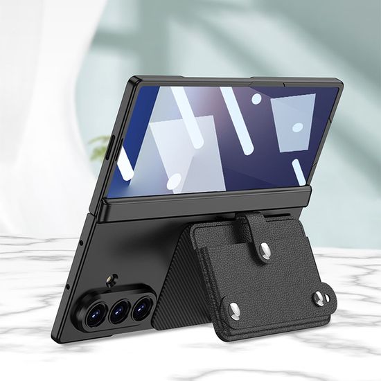 갤럭시Z폴드7 힌지 보호 카드지갑 가죽 스트랩 케이스