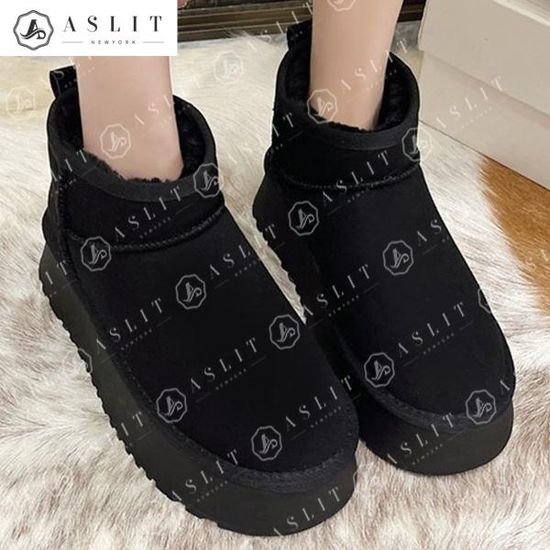 [애슬릿]가죽 발 편한 플랫폼 털 안감 방한 앵클 부츠