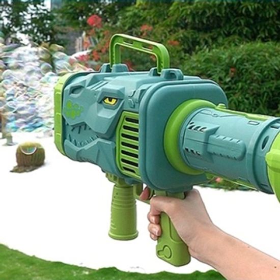 LED 공룡 자동 게틀링 64 버블건 비눗방울 총 장난감