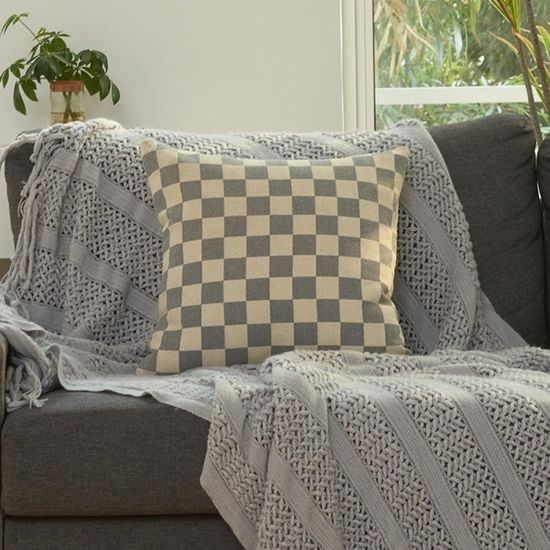 클라모프 모던 체커보드 체크 사각 인테리어 쿠션