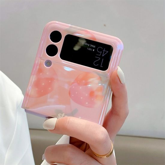 갤럭시 z플립 3 4 홀로그램 복숭아 딸기 실리콘케이스