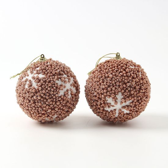 [도토로]로즈골드 글리터 장식볼 2p(10cm) (눈결정)