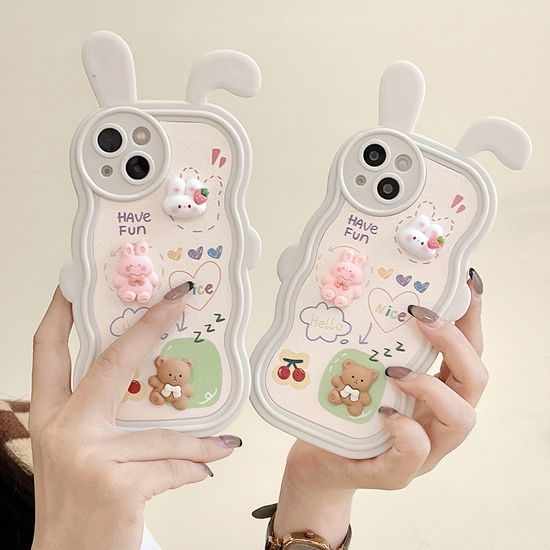 아이폰 14 13 12 토끼 귀 캐릭터 카메라보호 케이스