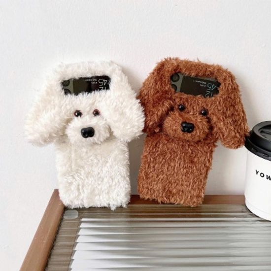 갤럭시 z플립3 푸들 강아지 퍼 뽀글이 털 인형 케이스