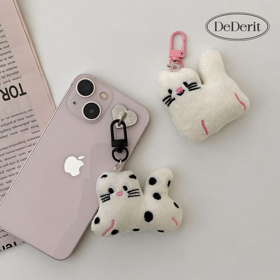 [데데리트]귀여운 고양이 핑크코 도트캣 인형 키링