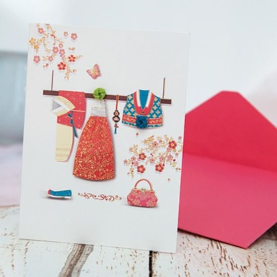 깨끼치마 저고리 전통 한복카드 FT1035-4