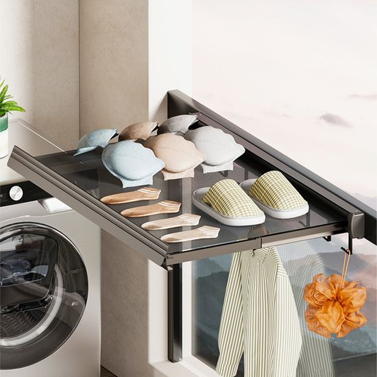 오라플 무타공 욕실선반 접었다폈다 일자선반 화장실